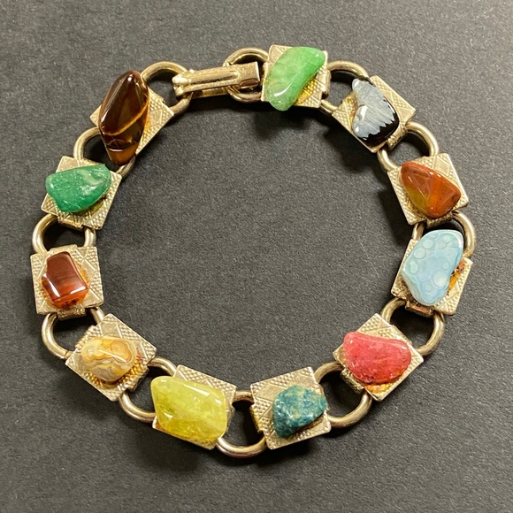 Vintage Natural Stone Earthy Artsy Link Bracelet - Picture 2 of 12